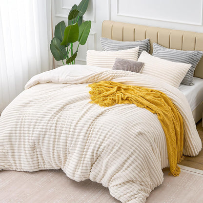 bedelite fleece full comforter set, fluffy bed set on a desk or shelf