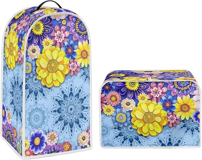 Boho Mandala Floral Toaster Cover 4 Slice Washable Blender Cover Kitchen Small by Pointodoor