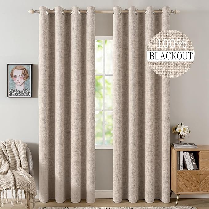 MIULEE 90 Inches Linen Textured Curtains by MIULEE