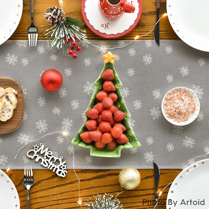 Artoid Mode Pine Tree Snowflake Merry Christmas Table Runner, Seasonal Winter - Image 4