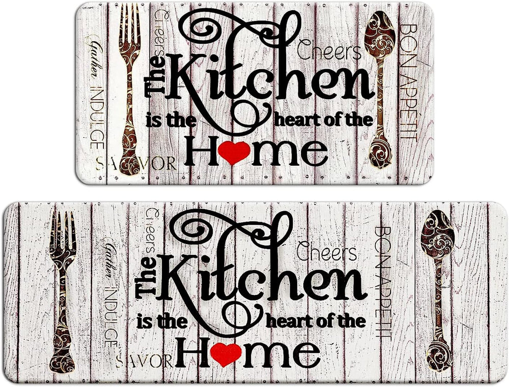 FRESHMINT Farmhouse Kitchen Mats Sets 2 Piece Cushioned Anti-Fatigue Comfort ...