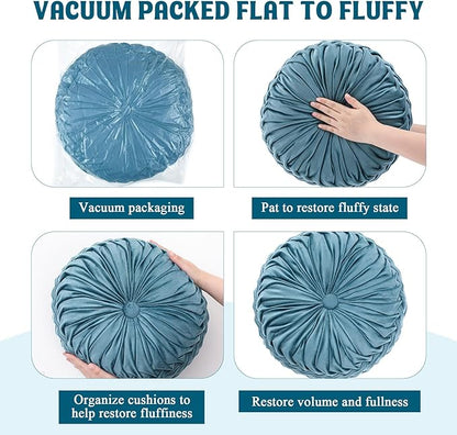 1 Pcs Round Throw Pillows Decorative Velvet Pleated Throw Pillows 15'' Diameter - Image 4