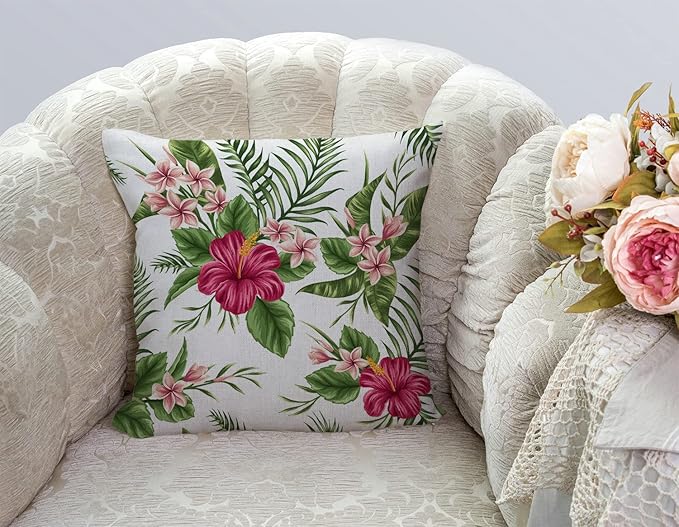TSSOHU Hawaiian Tropical Leaf Square Throw Pillow Cover Palm Banana Leaves - Image 3