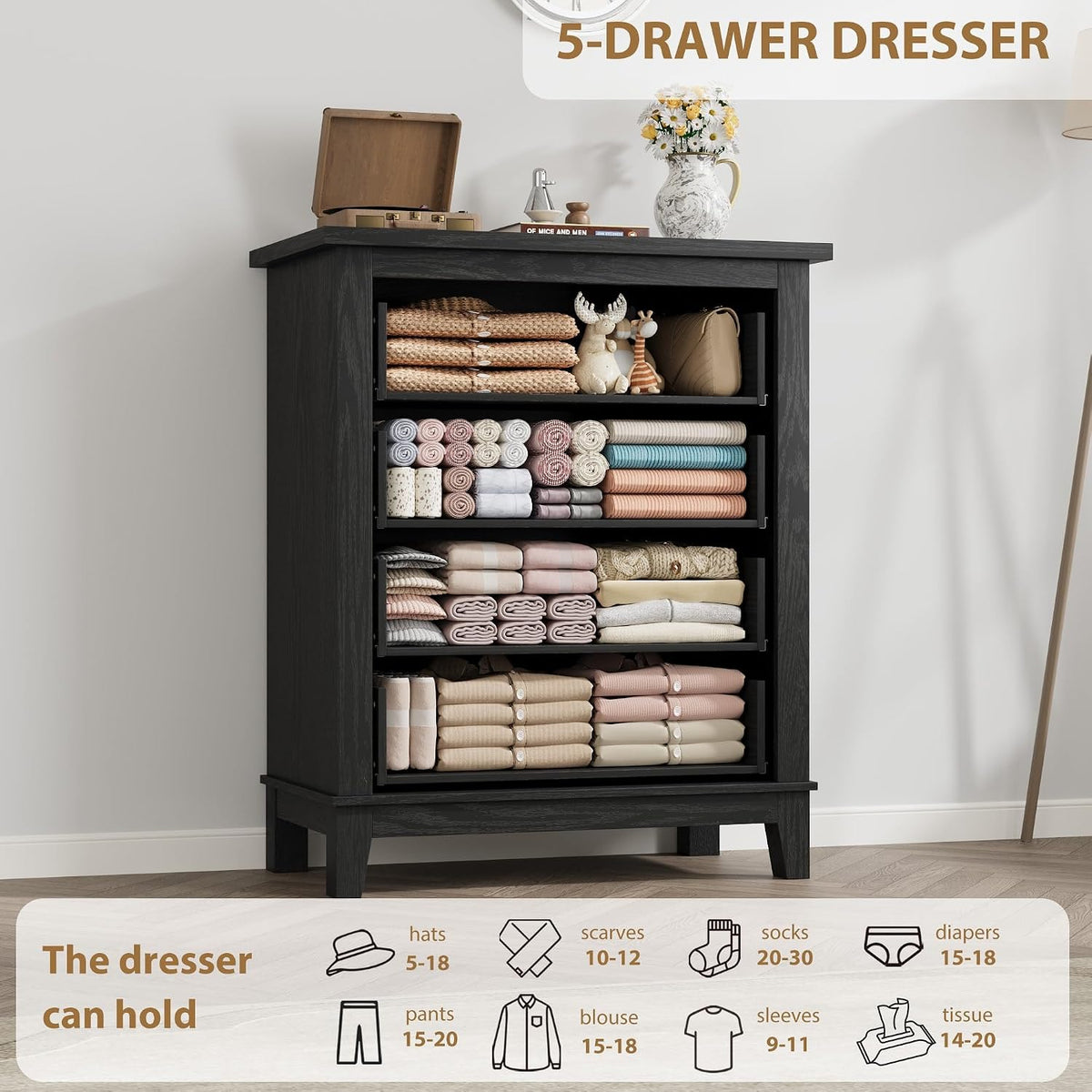 garveehome 4 dresser for bedroom, 34.8" tall vertical, package contents