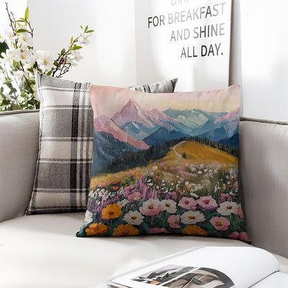 Boho Abstract Wildflower Pillow Covers 18x18，Watercolor Colorful Floral - Image 5