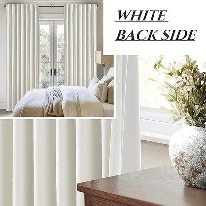 Beige White Cute Blackout Curtains 84 Inches Long 2 Pack, Insulated Sliding - Image 6