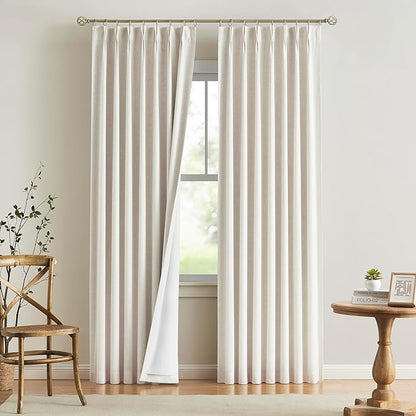 Vision Home Natural Pinch Pleated Full Blackout Curtains Linen Blended Room - Image 9