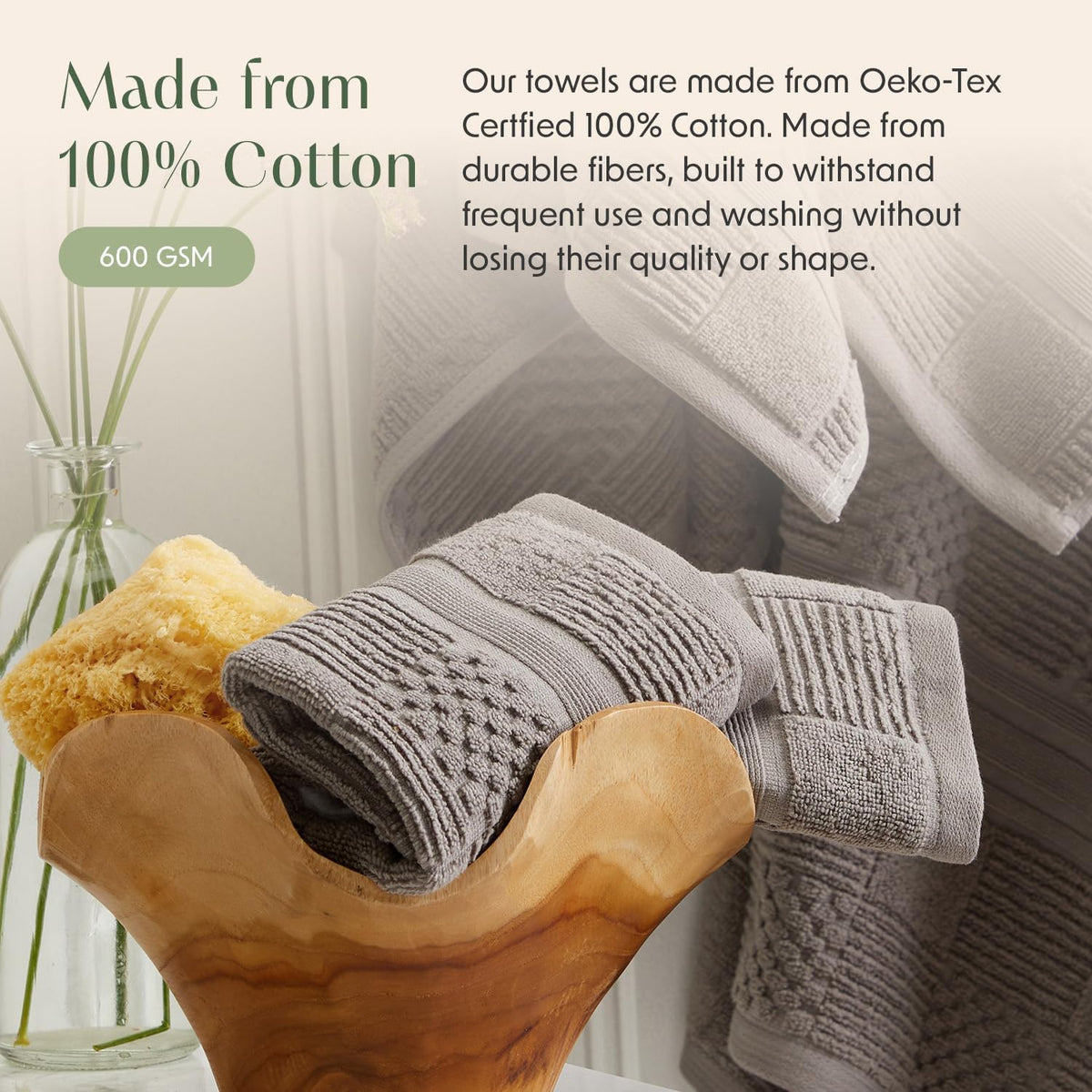 springtree home 100% cotton bath towel set |, side view
