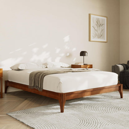 merax full size mid-century solid bamboo wood bed, main product view