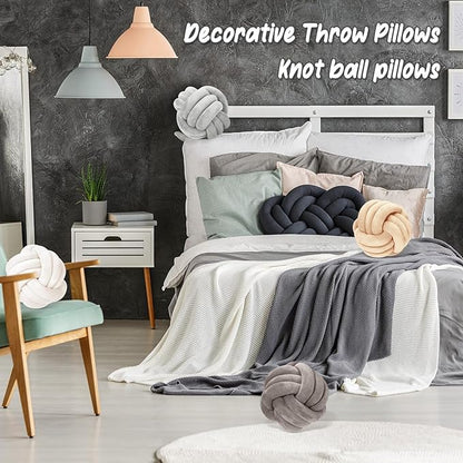 Yerliker 4 Pcs Knot Pillow Ball, 8.7 Inches Soft Home Decorative Round Throw - Image 5