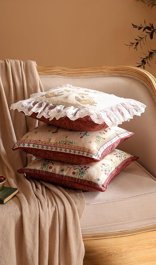 patdrea Designer Pack of 4 Throw Pillow Covers, Farmhouse Vintage Linen - Image 7