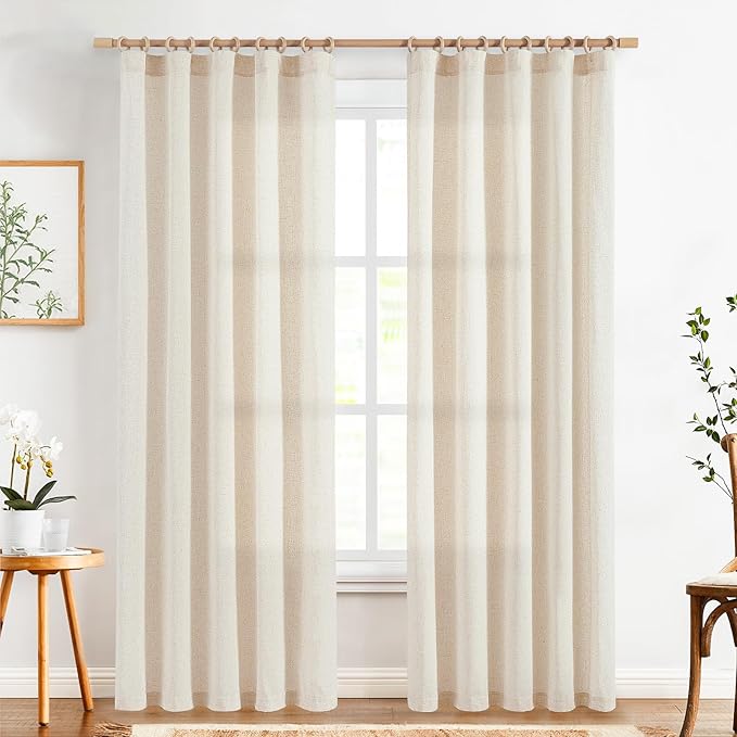 Linen Curtains for Living Room Bedroom 84 Inches Long Thick Linen Textured by JINCHAN