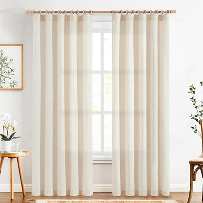 Linen Curtains for Living Room Bedroom 84 Inches Long Thick Linen Textured by JINCHAN