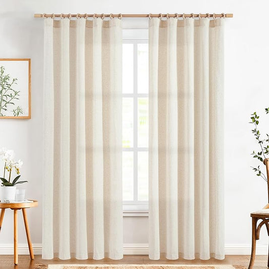 Linen Curtains for Living Room Bedroom 84 Inches Long Thick Linen Textured by JINCHAN