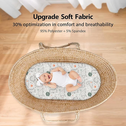 Baby Bassinet Sheets Girl Boy, Fitted Bassinet Sheet Set 3 Pack Bassinet - Image 3