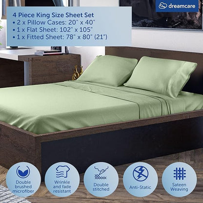 DREAMCARE King Size Sheets Set – 4 pcs Cooling Sheets – up to 21” Deep Pocket - Image 4