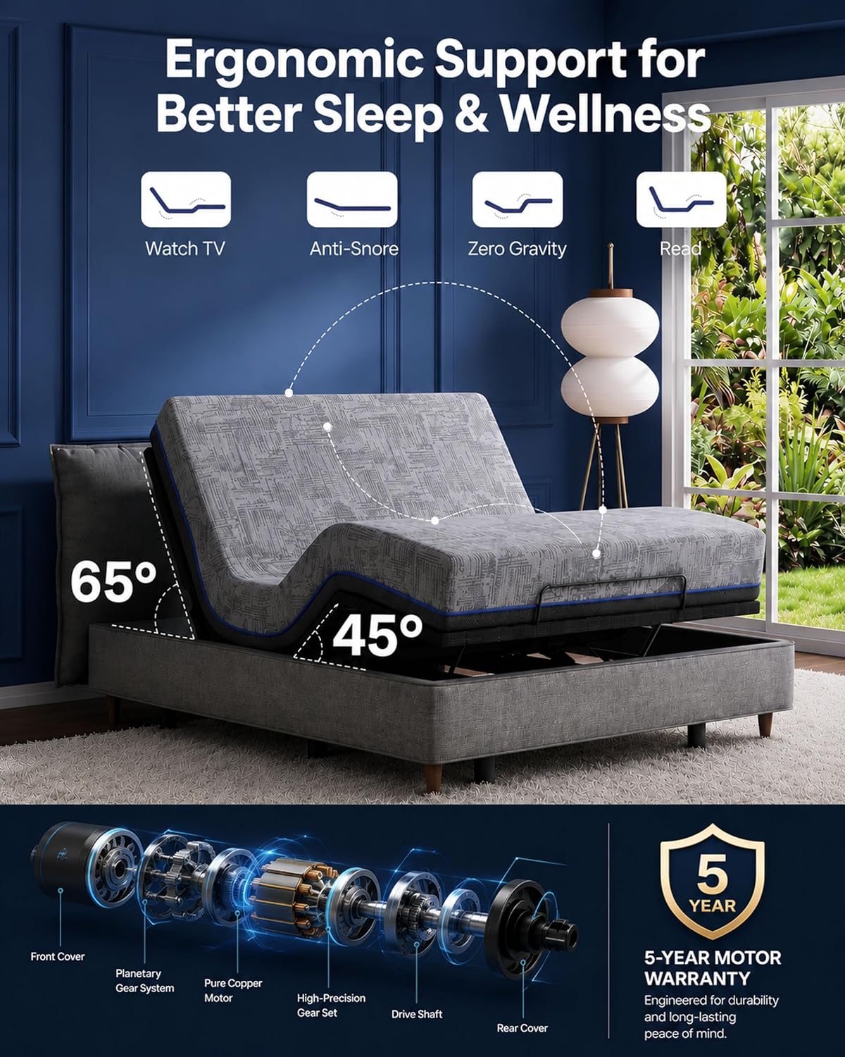 marsail twin xl adjustable bed frame,electric base head showing dimensions