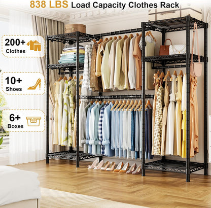 ulif e7 garment rack, heavy duty clothes storage shown in use