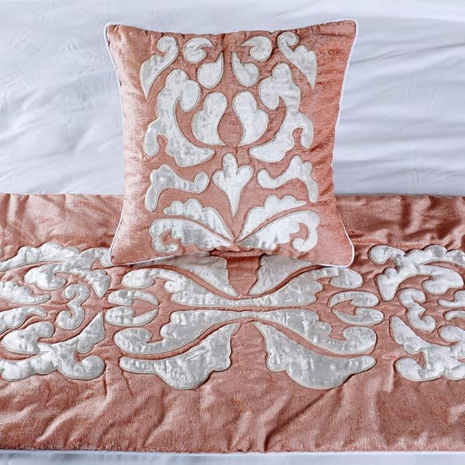 The HomeCentric Decorative Peach & Ivory Full 68 x 18 inch Bed Runner Without - Image 6