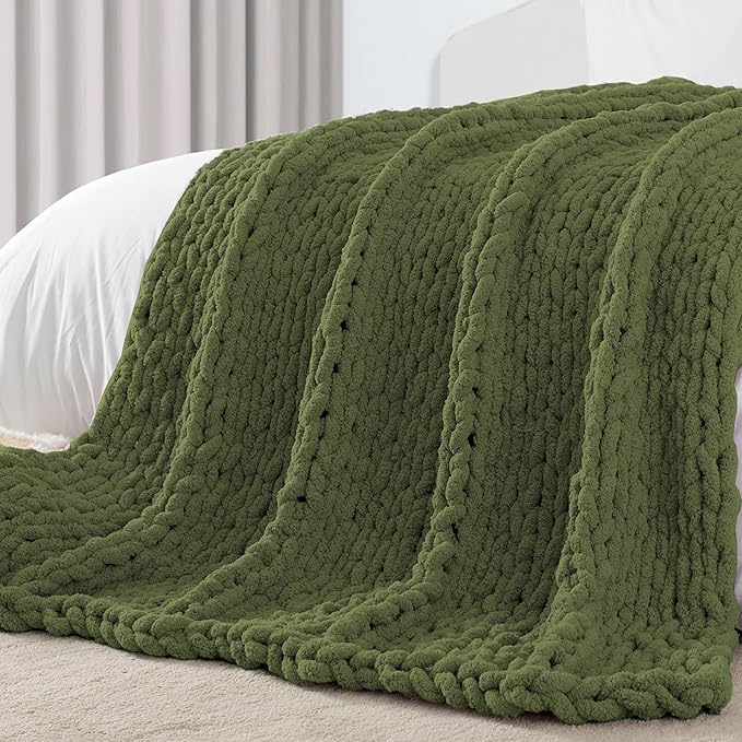 Carriediosa Chunky Knit Throw Blanket 60" X 80" Twin, 100% Hand Made Large by Carriediosa