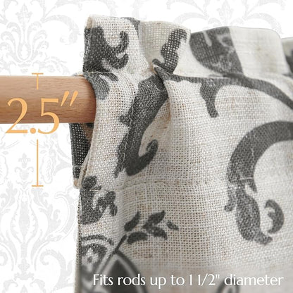 jinchan Linen Valance Curtain for Kitchen Vintage Damask Floral Blackout - Image 5