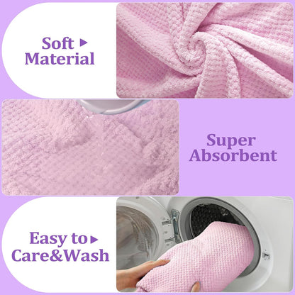 preboun 12 pcs bath towels set washcloths microfiber,pastel showing dimensions
