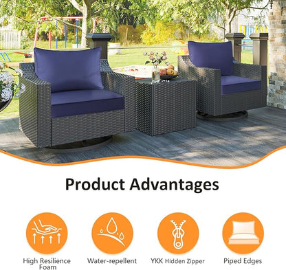 Outdoor Patio Chair Cushions Set, Water-Repellent, Fade Resistant, Deep Seat - Image 2