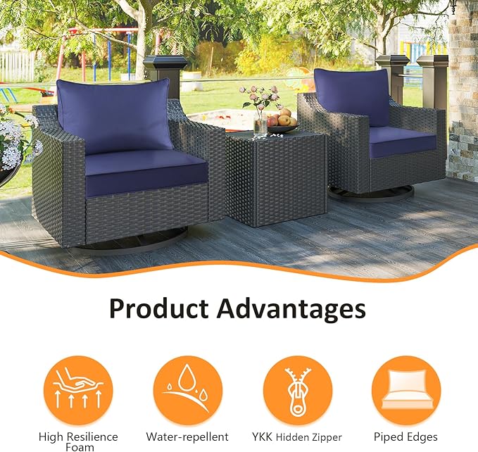 Outdoor Patio Chair Cushions Set, Water-Repellent, Fade Resistant, Deep Seat - Image 2