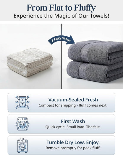 lane linen 100% cotton bath towels set, side view
