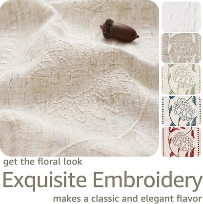 jinchan Winslow Linen Curtains for Bedroom 63 Inches Length Embroidered - Image 4