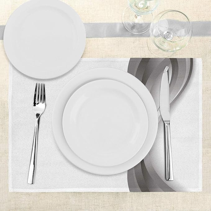 Ambesonne Grey Place Mats Set of 4, Wavy Vertical Curved Stripes - Image 3