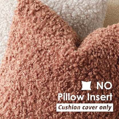 Foindtower Set of 2 Curly Teddy Wool Pillow Covers Decorative Boucle Textured - Image 3