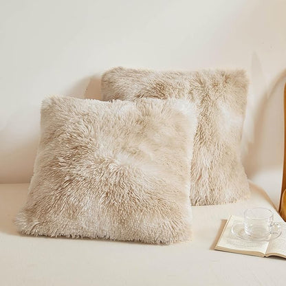 XeGe Tie Dye Faux Fur Throw Pillow Covers, Luxury Fluffy Plush Pillow Shams by XeGe