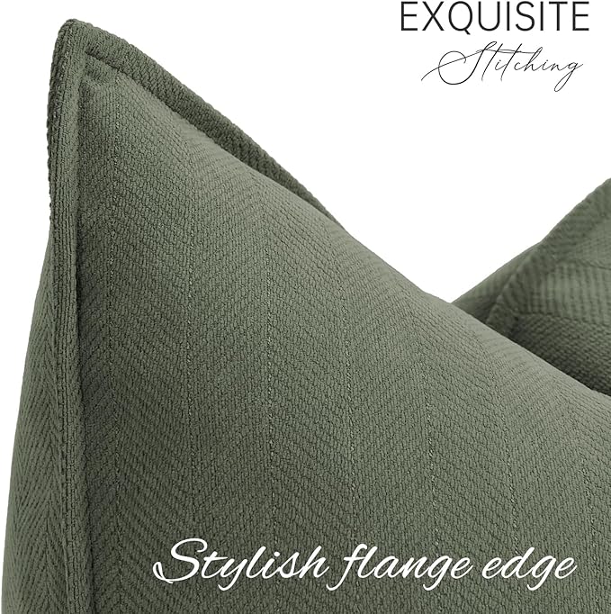 ZWJD Army Green Pillow Covers 20x20 Set of 2 Chenille Throw Pillow Covers - Image 2