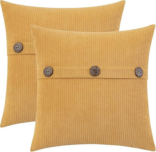 HWY 50 Mustard Yellow Chenille Throw Pillow Covers 20x20 Inch by HWY50