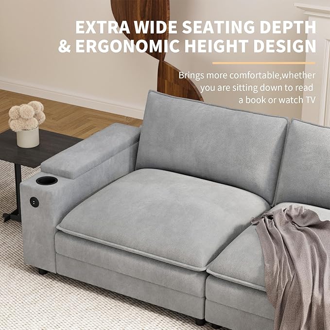 115" L Shaped Cloud Sofa Couch - Image 5