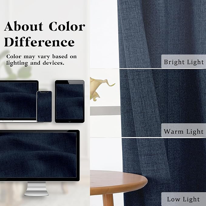 Gwine Navy Blue Curtains 45 Inch Length - Image 3