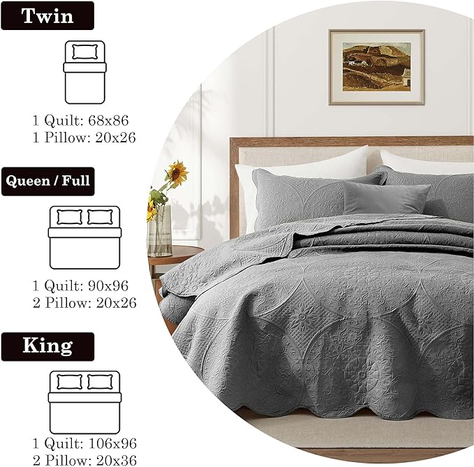 IR Imperial Rooms King Quilt Bedding Set Size + 2 Pillow Shams - Image 6