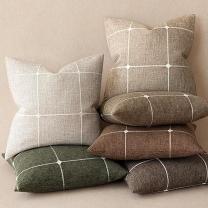 Foindtower Pack of 2 Decorative Faux Linen Jacquard Check Throw Pillow Covers - Image 6