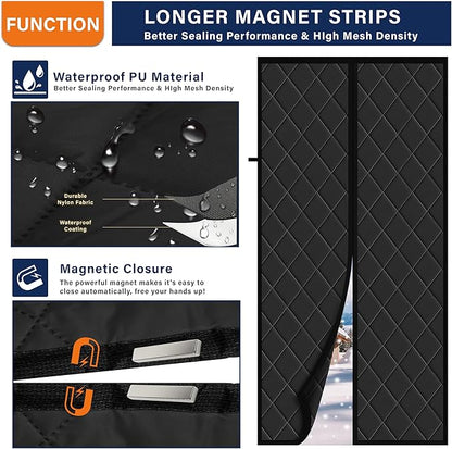 Magnetic Thermal Insulated Door Curtain, Fits Door Size 38" x 82", Durable - Image 2