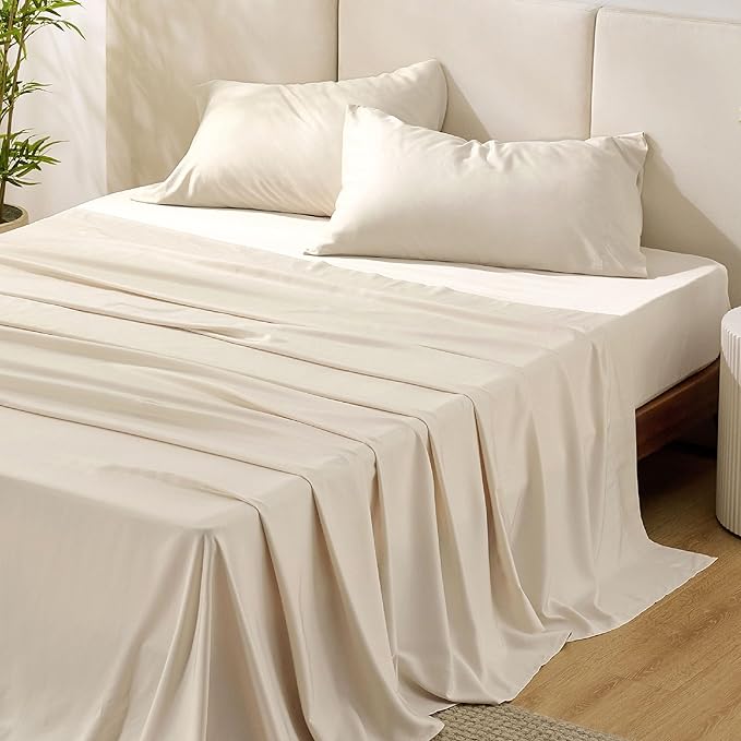 Bedsure California King Sheet Sets, Cooling Sheets, Rayon Derived from Bamboo by BEDSURE