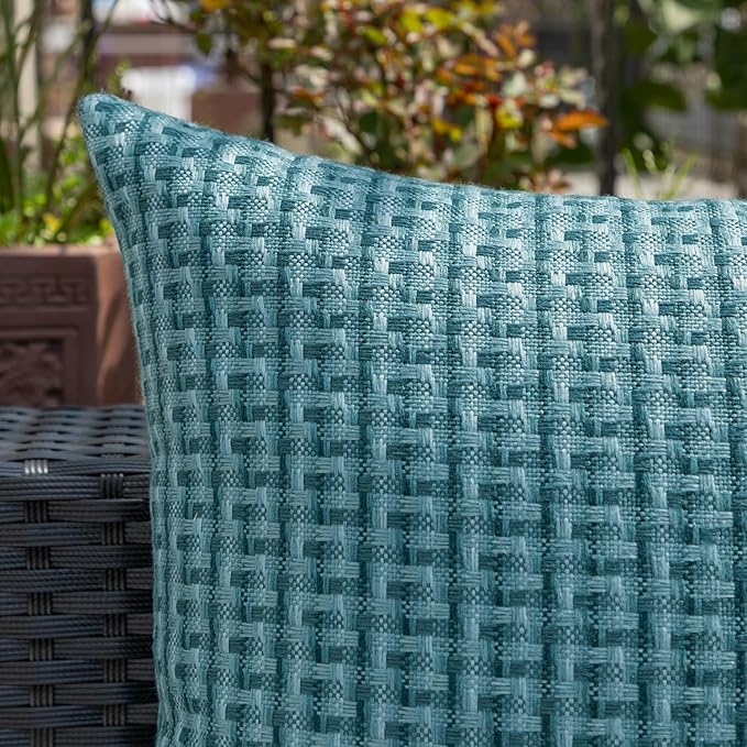 Kevin Textile Outdoor Waterproof Throw Pillow Covers Pack of 2 Weaving Texture - Image 4