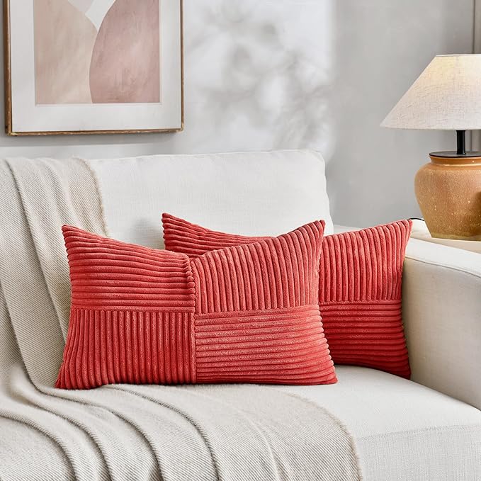 Fancy Homi 2 Packs Red Lumbar Decorative Throw Pillow Covers 14x24 Inch - Image 5
