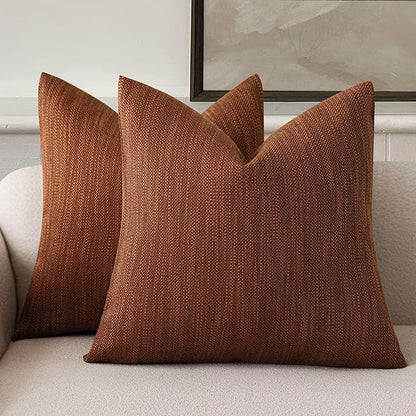 Foindtower Set of 2 Decorative Textured Burlap Linen Throw Pillow Covers by Foindtower