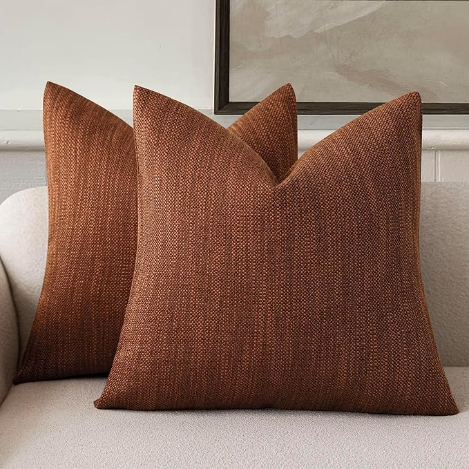 Foindtower Set of 2 Decorative Textured Burlap Linen Throw Pillow Covers by Foindtower