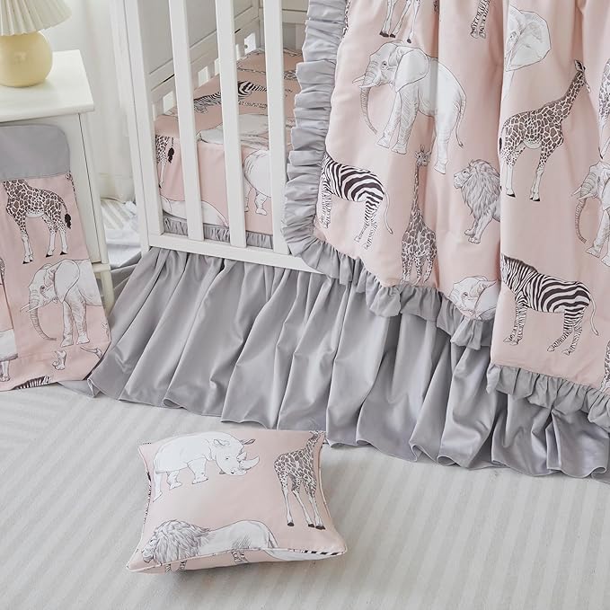 Brandream Crib Bed Skirt for Baby Girls Boys Gray Boho Bohemian Neutral Solid - Image 4