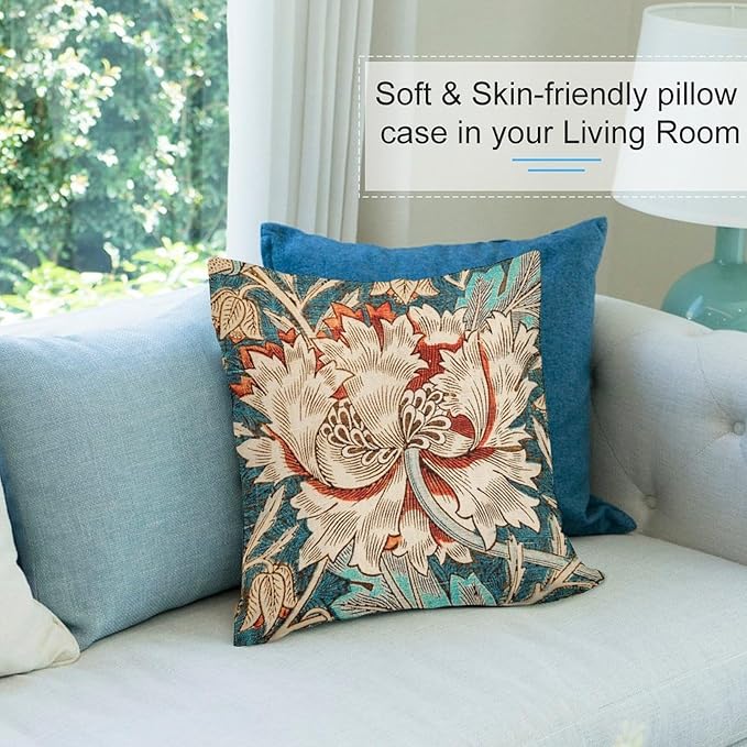 William Morris Floral Original Throw Pillow Covers Boho Chic Retro Floral Cozy - Image 5