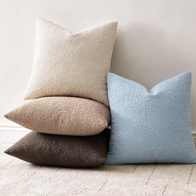 Woaboy Pack of 2 18x18 Inch Decorative Boucle Throw Pillow Covers Textured - Image 4