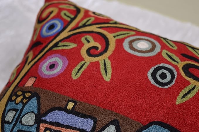 Red Town Tree of Life Pillow Cover Karla Gerard Folklore Accent Pillowcase by - Image 7
