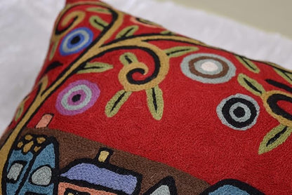 Red Town Tree of Life Pillow Cover Karla Gerard Folklore Accent Pillowcase by - Image 7